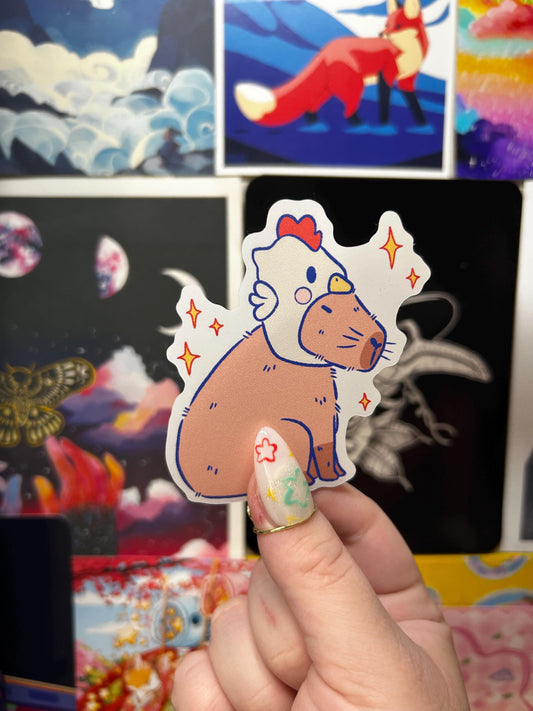 Silly Cute Animal Stickers | Whimsical Duck + Capybara Die-Cut Stickers
